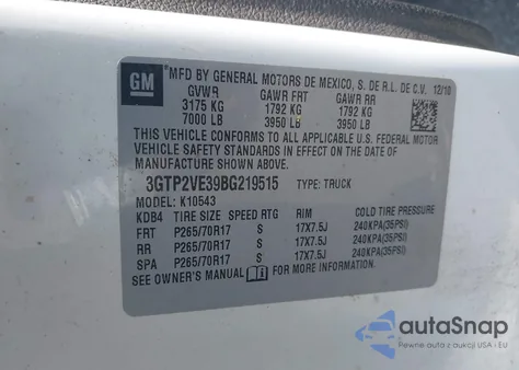 2011 GMC Sierra 1500 Sle from USA, damaged, VIN 3GTP2VE39BG219515